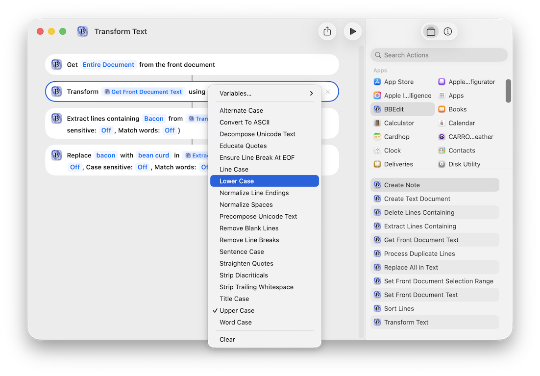 BBEdit 16 Shortcuts 示例