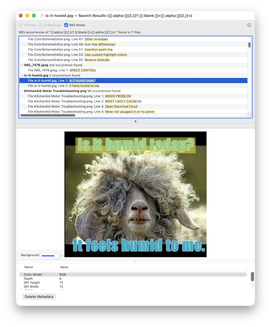 BBEdit 16 图片文本搜索结果